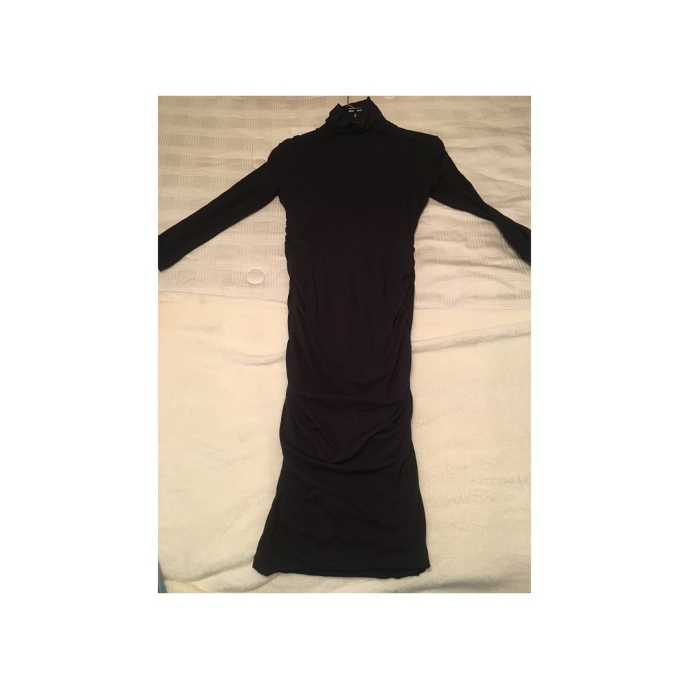 James Perse fitted black turtle neck dress